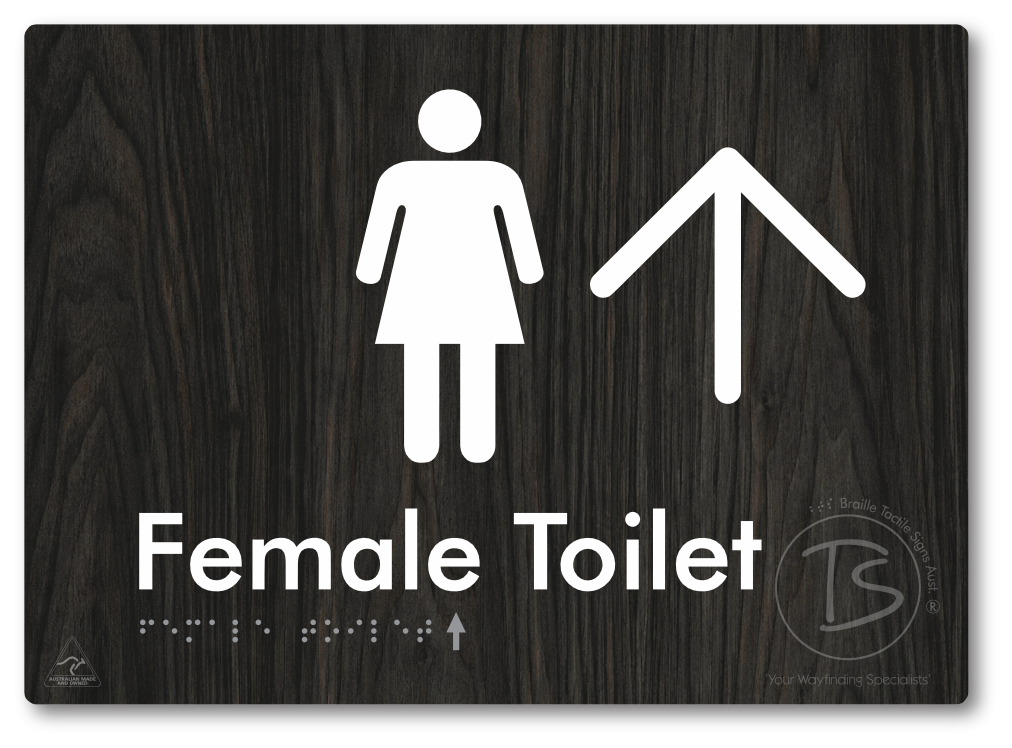 Female Toilet with Large directional Arrow
