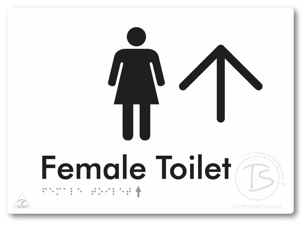 Female Toilet with Large directional Arrow