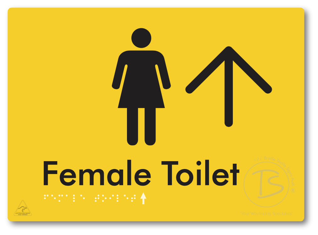 Female Toilet with Large directional Arrow