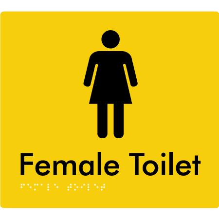 Braille Sign Female Toilet - Braille Tactile Signs (Aust) - BTS01n-blu - Fully Custom Signs - Fast Shipping - High Quality - Australian Made &amp; Owned