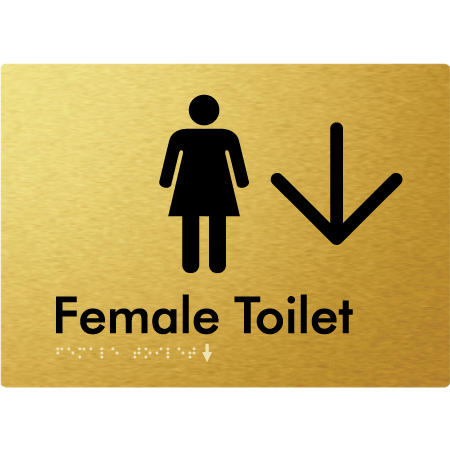 Female Toilet w/ Large Arrow - Braille Tactile Signs Aust.