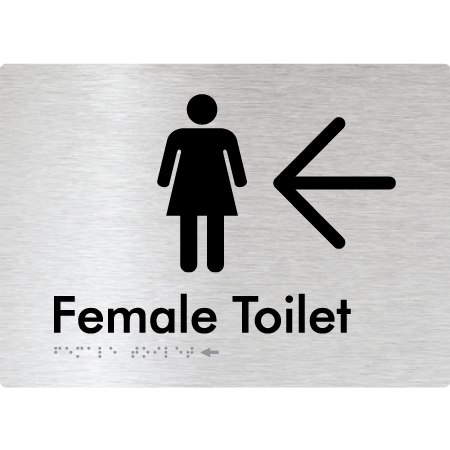 Female Toilet w/ Large Arrow - Braille Tactile Signs Aust.