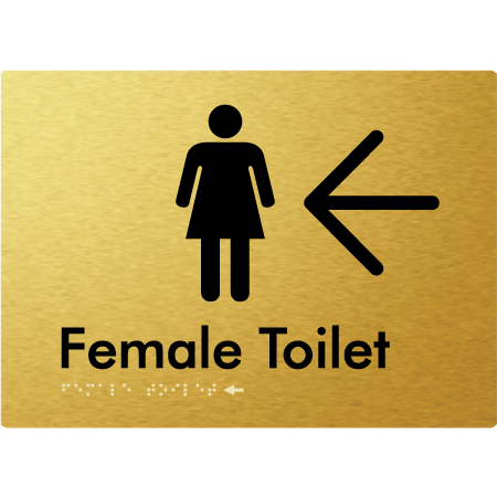 Female Toilet w/ Large Arrow - Braille Tactile Signs Aust.