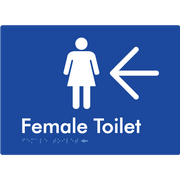 Female Toilet w/ Large Arrow - Braille Tactile Signs Aust.