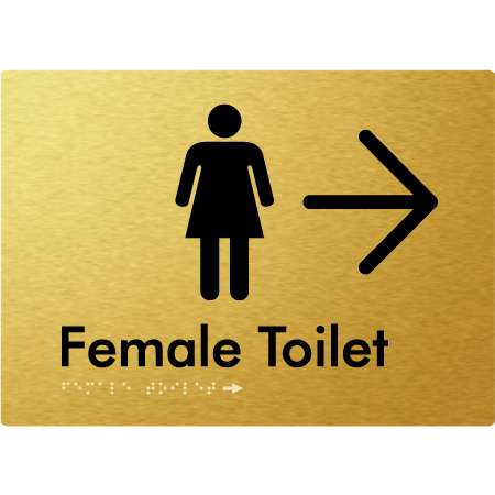 Female Toilet w/ Large Arrow - Braille Tactile Signs Aust.