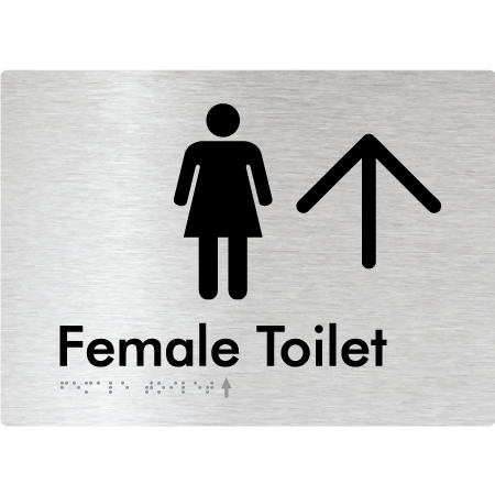 Female Toilet w/ Large Arrow - Braille Tactile Signs Aust.