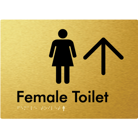 Female Toilet w/ Large Arrow - Braille Tactile Signs Aust.