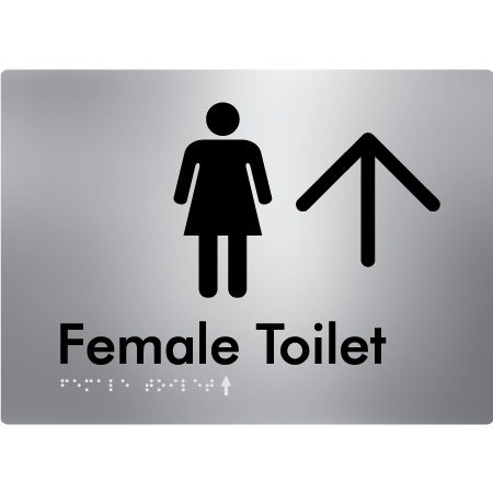 Female Toilet w/ Large Arrow - Braille Tactile Signs Aust.