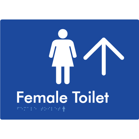 Female Toilet w/ Large Arrow - Braille Tactile Signs Aust.