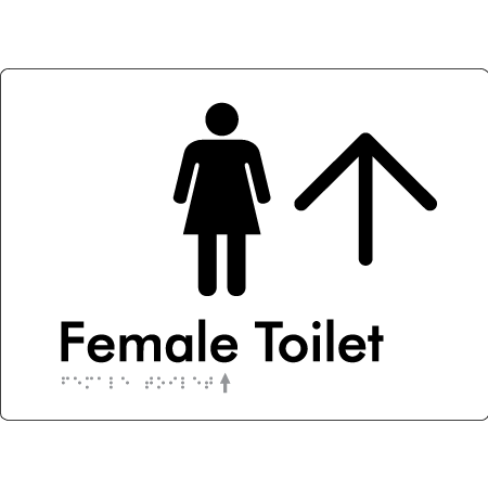 Female Toilet w/ Large Arrow - Braille Tactile Signs Aust.