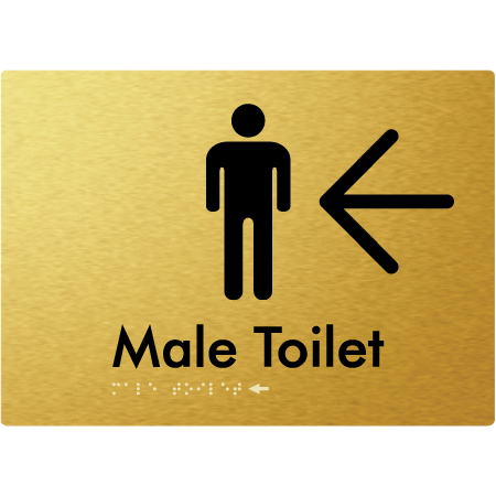 Male Toilet w/ Large Arrow - Braille Tactile Signs Aust.