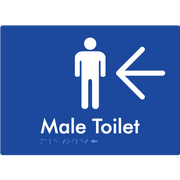 Male Toilet w/ Large Arrow - Braille Tactile Signs Aust.