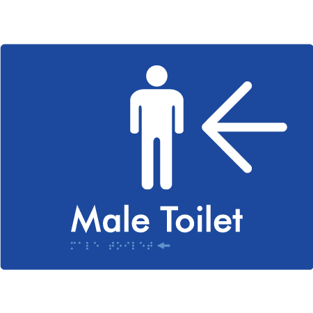 Male Toilet w/ Large Arrow - Braille Tactile Signs Aust.