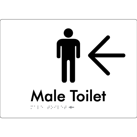 Male Toilet w/ Large Arrow - Braille Tactile Signs Aust.
