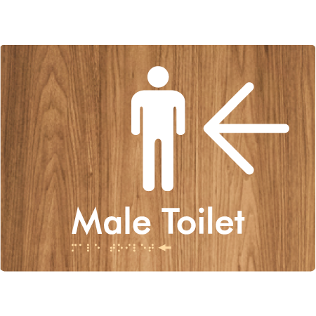 Male Toilet w/ Large Arrow - Braille Tactile Signs Aust.