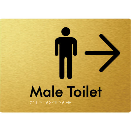 Male Toilet w/ Large Arrow - Braille Tactile Signs Aust.