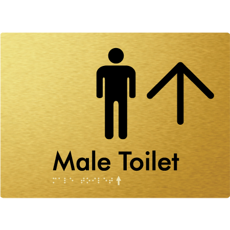 Male Toilet w/ Large Arrow - Braille Tactile Signs Aust.