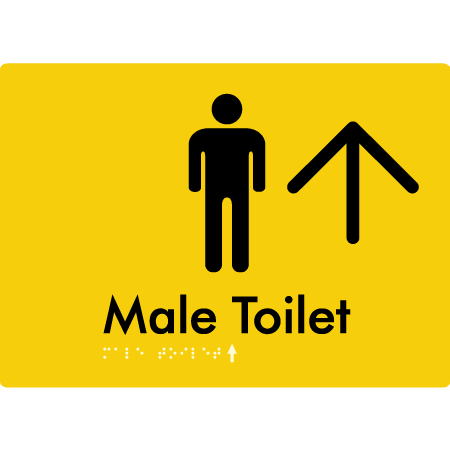 Male Toilet w/ Large Arrow - Braille Tactile Signs Aust.