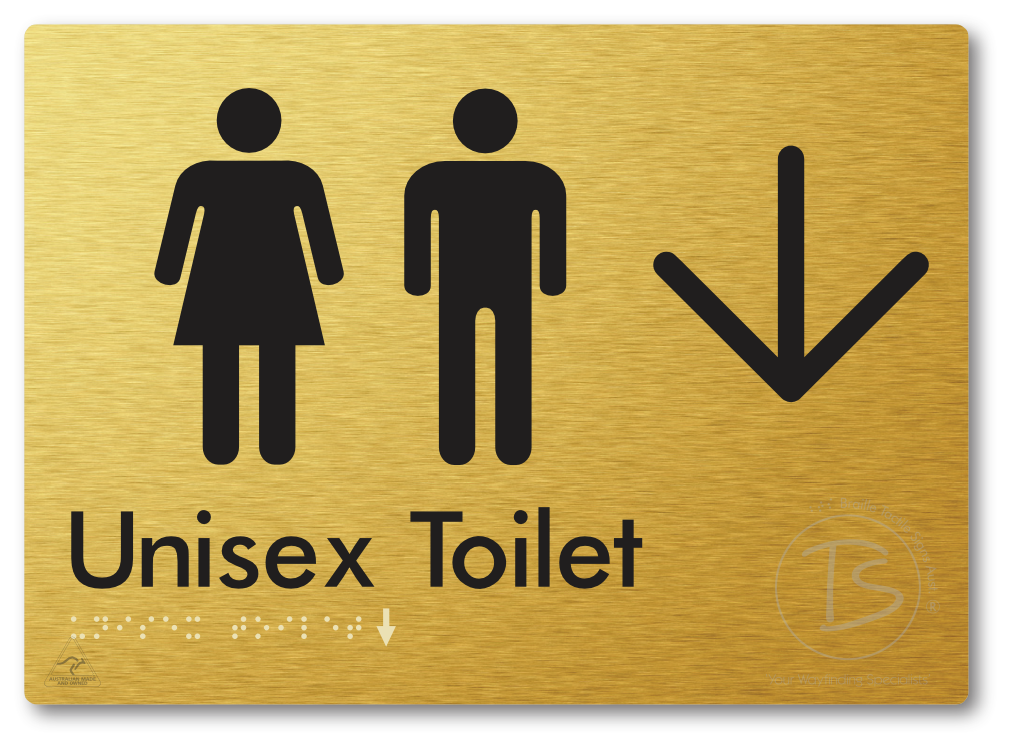 Unisex Toilet with Large Directional Arrow - Braille Tactile Signs Aust.