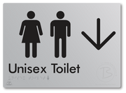 Unisex Toilet with Large Directional Arrow - Braille Tactile Signs Aust.