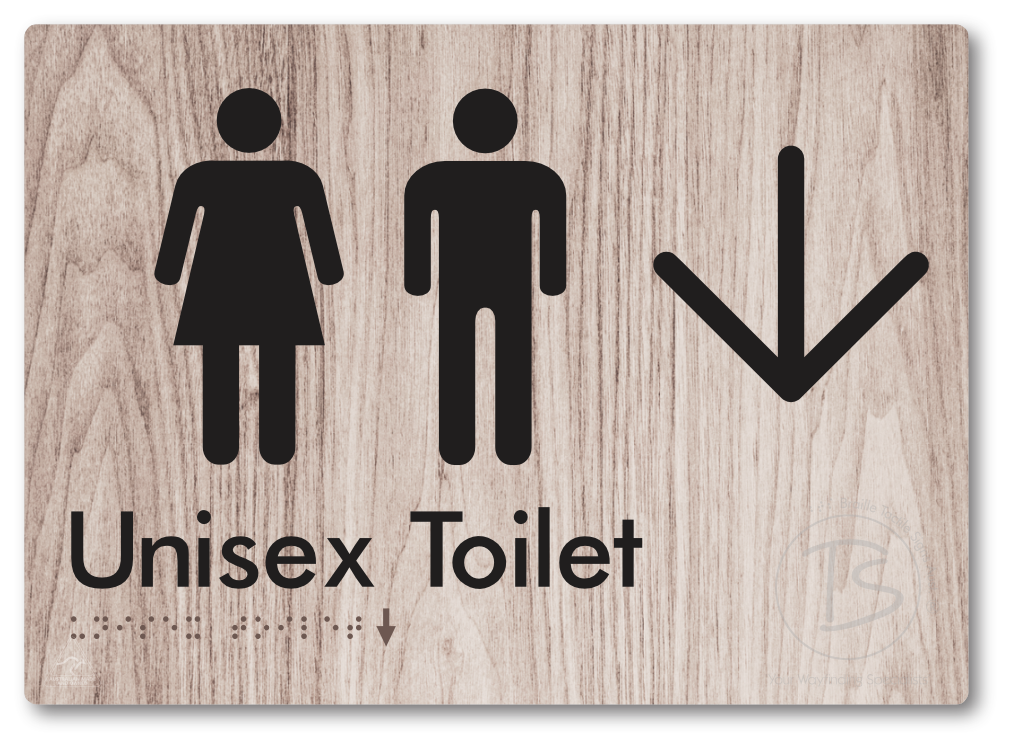 Unisex Toilet with Large Directional Arrow - Braille Tactile Signs Aust.