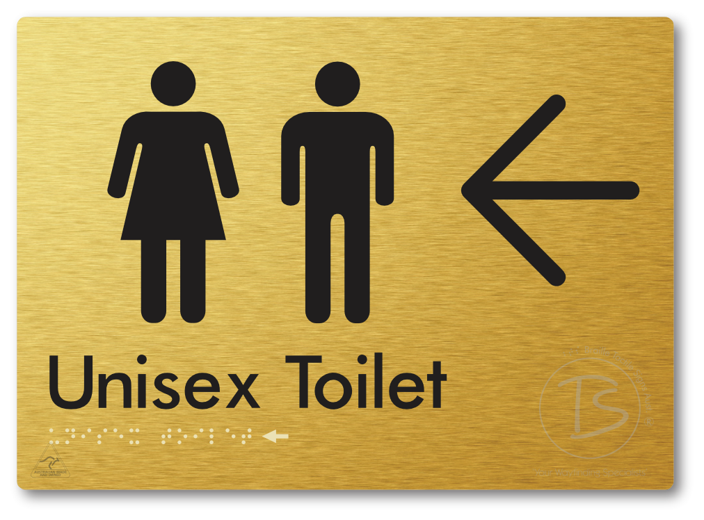 Unisex Toilet with Large Directional Arrow - Braille Tactile Signs Aust.