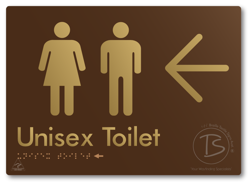 Unisex Toilet with Large Directional Arrow - Braille Tactile Signs Aust.