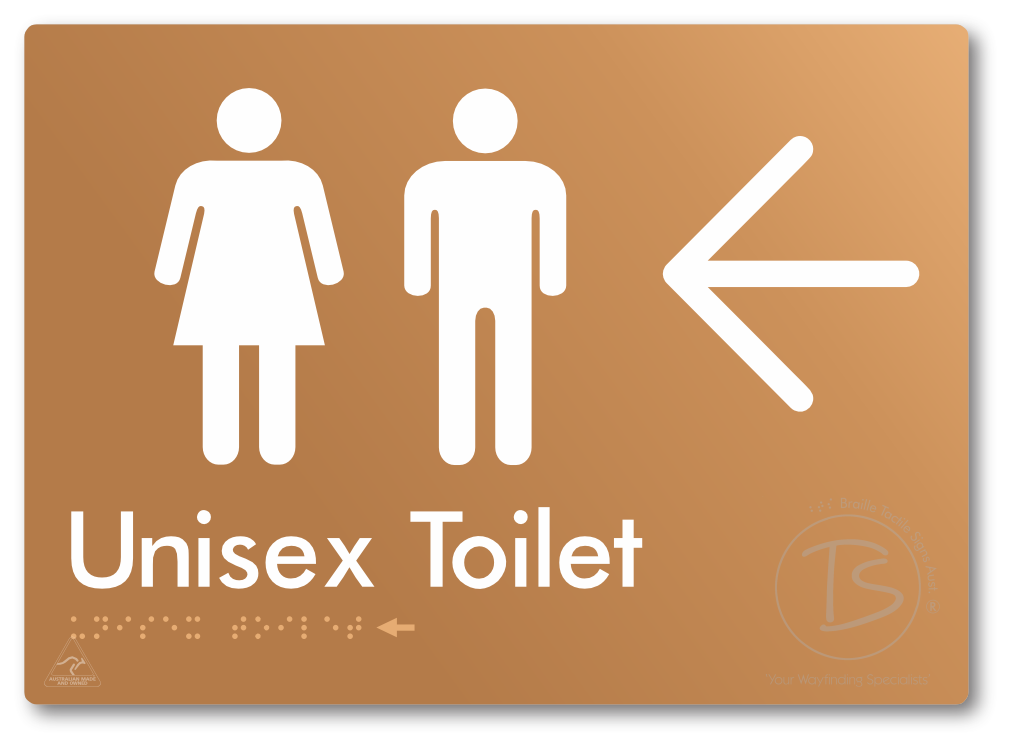 Unisex Toilet with Large Directional Arrow - Braille Tactile Signs Aust.