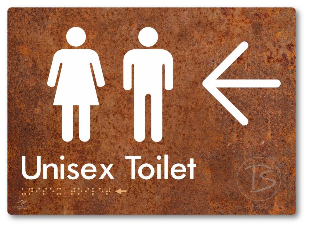 Unisex Toilet with Large Directional Arrow - Braille Tactile Signs Aust.
