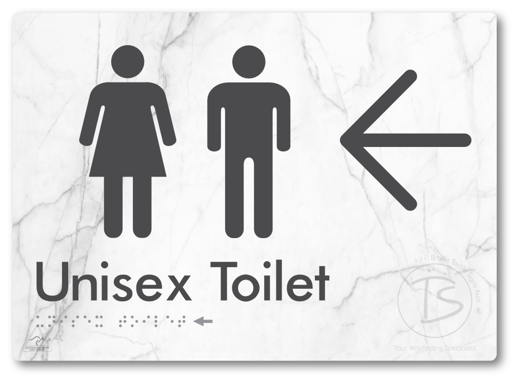 Unisex Toilet with Large Directional Arrow - Braille Tactile Signs Aust.