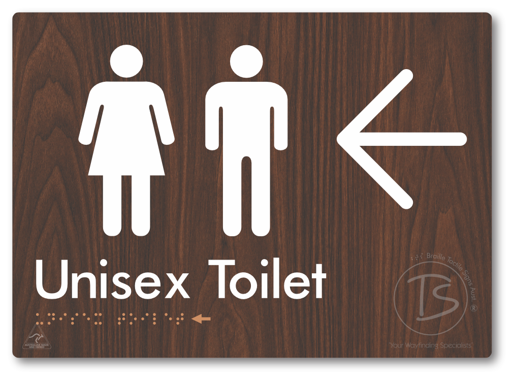Unisex Toilet with Large Directional Arrow - Braille Tactile Signs Aust.