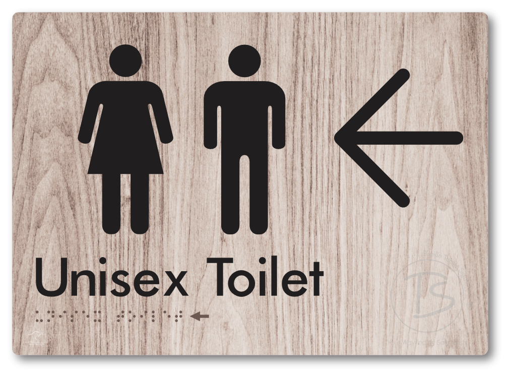 Unisex Toilet with Large Directional Arrow - Braille Tactile Signs Aust.