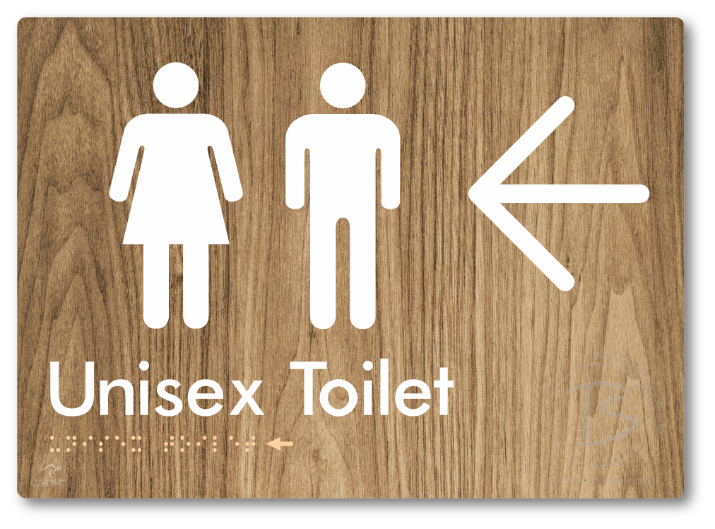 Unisex Toilet with Large Directional Arrow - Braille Tactile Signs Aust.