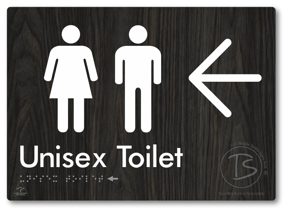 Unisex Toilet with Large Directional Arrow - Braille Tactile Signs Aust.