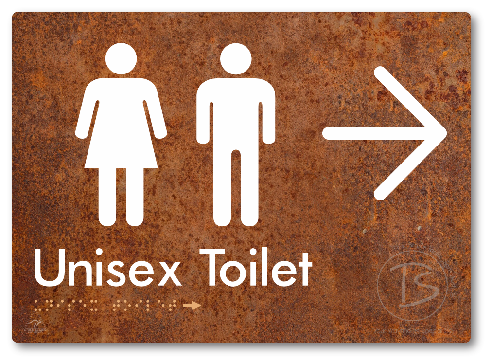 Unisex Toilet with Large Directional Arrow - Braille Tactile Signs Aust.