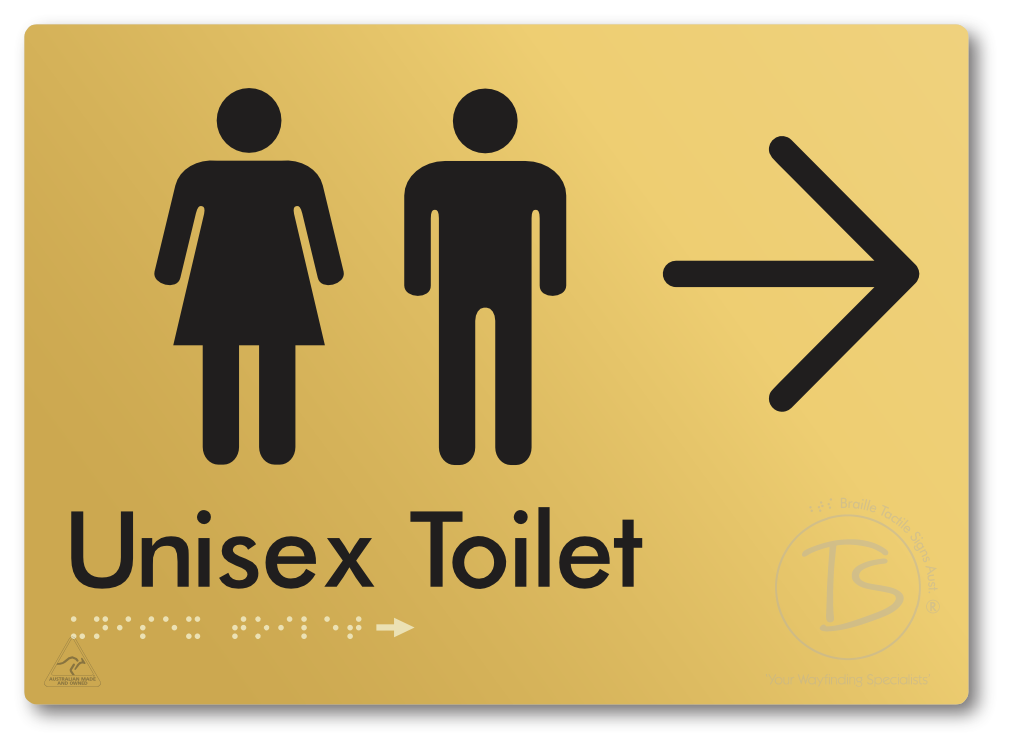 Unisex Toilet with Large Directional Arrow - Braille Tactile Signs Aust.