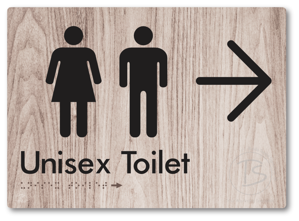Unisex Toilet with Large Directional Arrow - Braille Tactile Signs Aust.