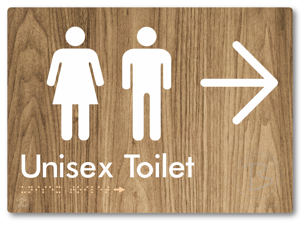 Unisex Toilet with Large Directional Arrow - Braille Tactile Signs Aust.
