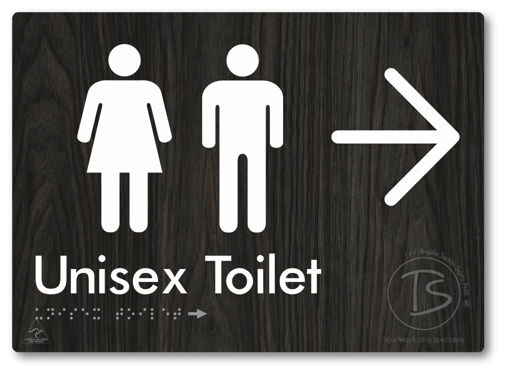Unisex Toilet with Large Directional Arrow - Braille Tactile Signs Aust.