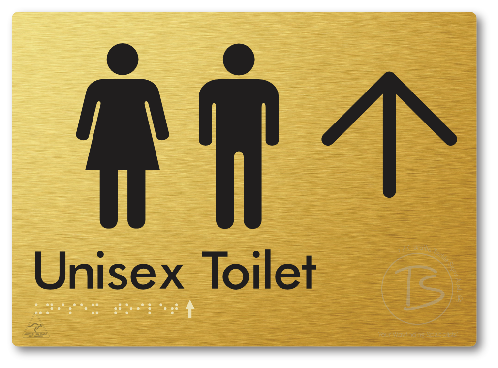Unisex Toilet with Large Directional Arrow - Braille Tactile Signs Aust.