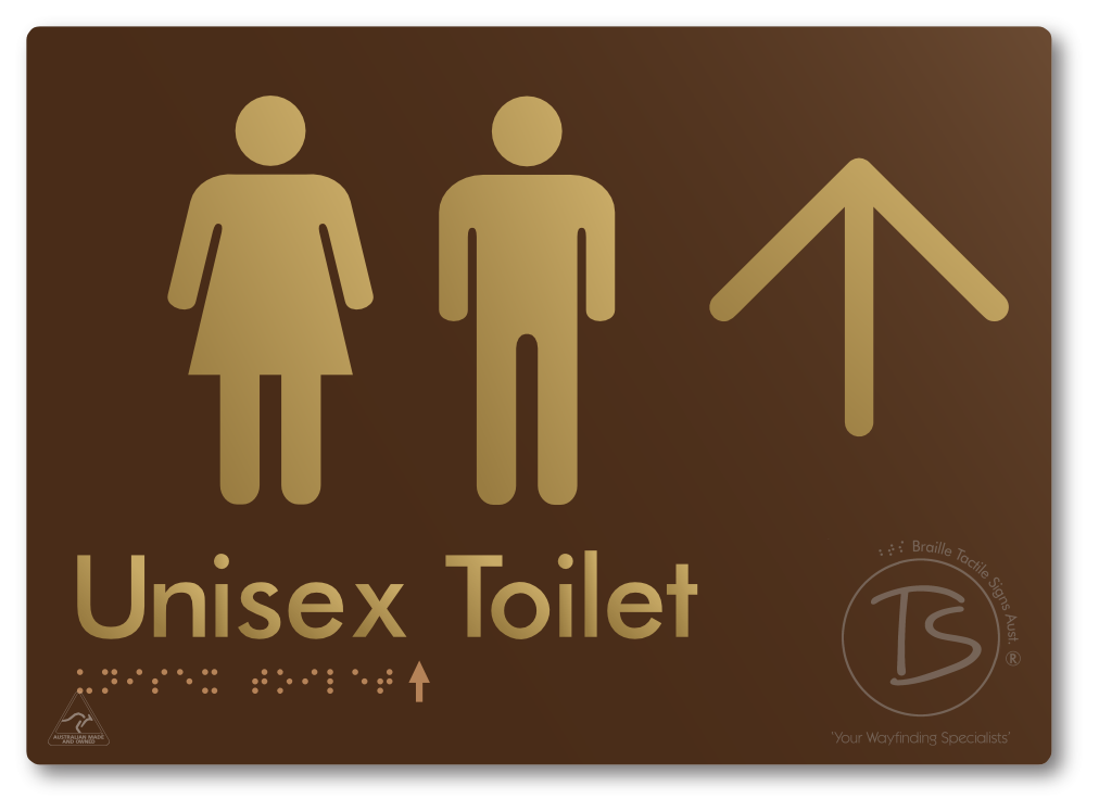 Unisex Toilet with Large Directional Arrow - Braille Tactile Signs Aust.