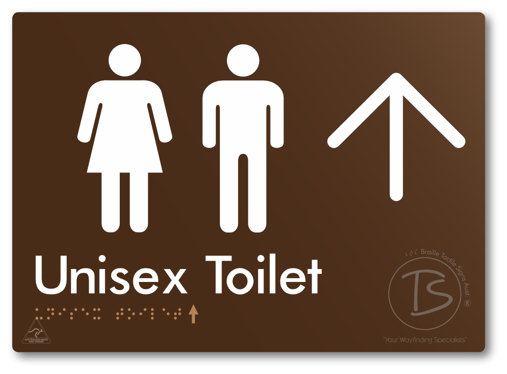 Unisex Toilet with Large Directional Arrow - Braille Tactile Signs Aust.