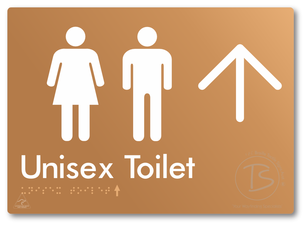 Unisex Toilet with Large Directional Arrow - Braille Tactile Signs Aust.