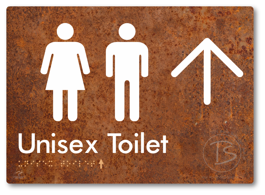 Unisex Toilet with Large Directional Arrow - Braille Tactile Signs Aust.