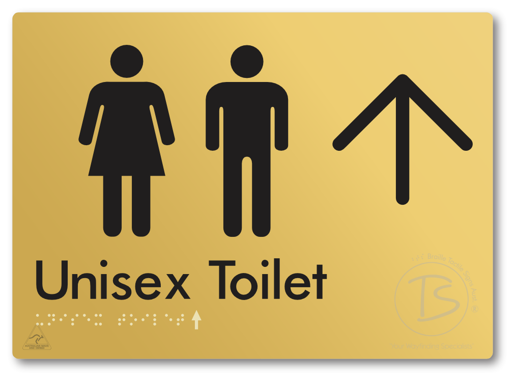 Unisex Toilet with Large Directional Arrow - Braille Tactile Signs Aust.