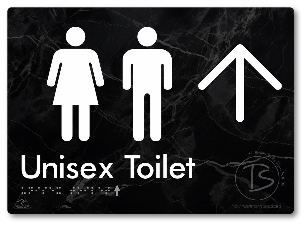 Unisex Toilet with Large Directional Arrow - Braille Tactile Signs Aust.