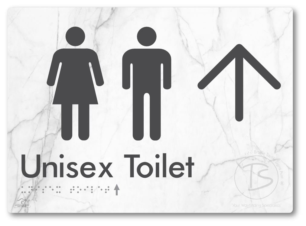 Unisex Toilet with Large Directional Arrow - Braille Tactile Signs Aust.
