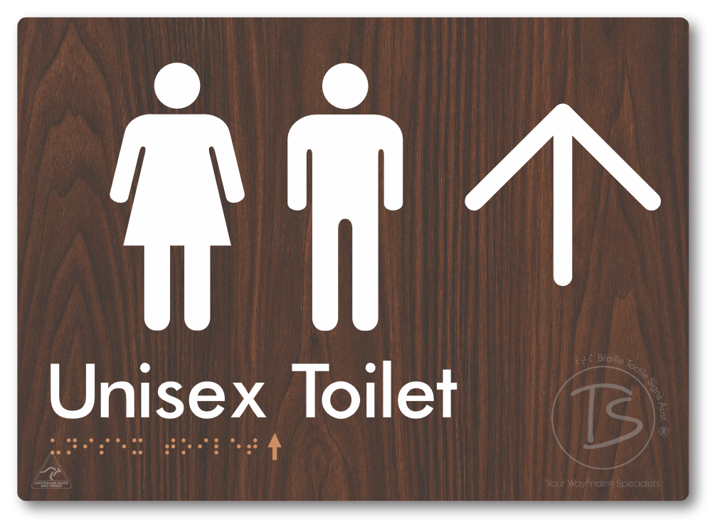 Unisex Toilet with Large Directional Arrow - Braille Tactile Signs Aust.