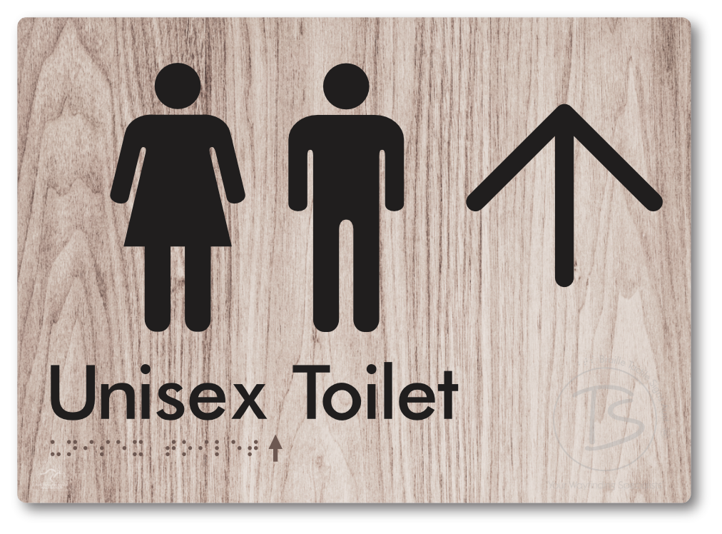 Unisex Toilet with Large Directional Arrow - Braille Tactile Signs Aust.