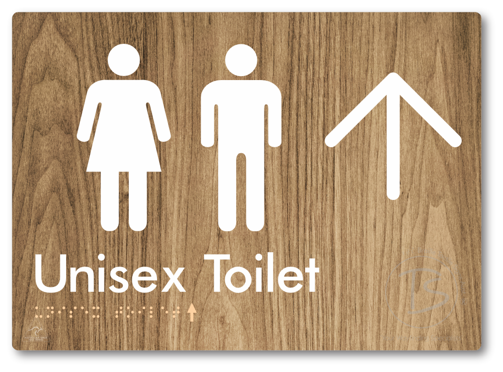 Unisex Toilet with Large Directional Arrow - Braille Tactile Signs Aust.